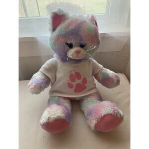 Build A Bear Plush Pastel Swirl Tie Dye Kitty Cat Pink Purple Blue w/ Shirt READ
